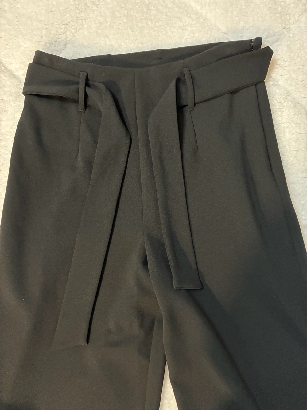 Waist-Tie Black Paperbag Trousers